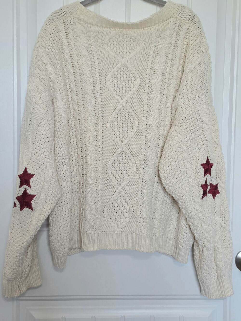 Taylor Swift Red Official Cardigan, Cream Color with Maroon Stars, Size M/L - Picture 6 of 13